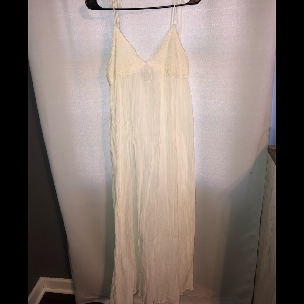 ASOS floor length white dress with tie straps